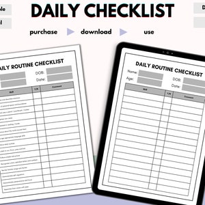 Printable Daily Routine, Daily Checklist Planner, Kids Routine Plan, Daily Habit Tracker, Personal Routine Checklist, Instant Download