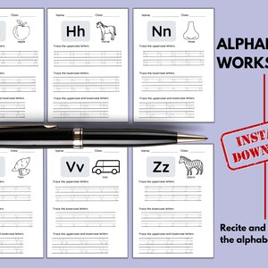 Alphabet Writing and Tracing Worksheet, Letter Worksheet, Handwriting Practice Worksheet, Kindergarten Tracing Worksheet, Instant Download