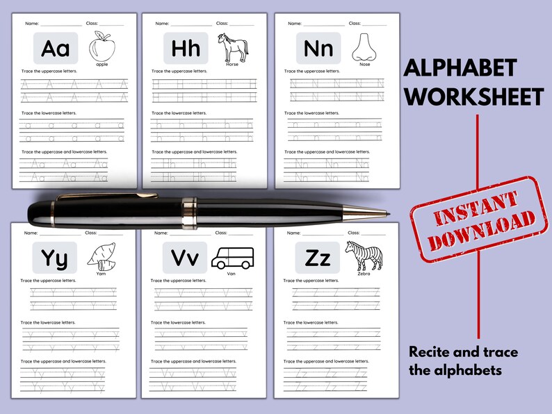 Alphabet Writing and Tracing Worksheet, Letter Worksheet, Handwriting ...