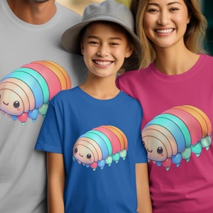 Cute Kawaii Roly Poly Isopod, Kids Rainbow Isopod T-Shirt, Cute Bug Cartoon Graphic Tee, Isopod Mug, Roly Poly Mug