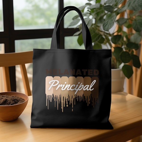 Melanated Principal Tote Bag, Inspirational Teacher Gift, Reusable Shopping Bag, Eco-Friendly Book Carrier, Back-to-School Gifts