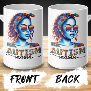 Autism Mama Colorful Puzzle Piece Design Mug, Inspirational Autism Awareness Coffee Cup, Supportive Gift for Mothers, Unique Autism Art