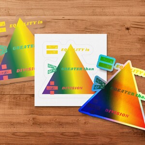 LGBTQ Equality Is Greater Than Division Sticker, Pride Month Sticker, Rainbow Triangle Design, Love Wins, LGBTQ Pride, Equality Sticker