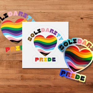 LGBTQ Pride Month Sticker, Solidarity Pride Rainbow Heart Decal, LGBTQ+ Sticker for Laptops, Water Bottles, Journals, LGBTQ Pride