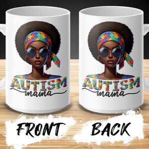 Autism Awareness Supportive Mama Puzzle Pieces Colorful Mug, Inspirational Coffee Cup Gift