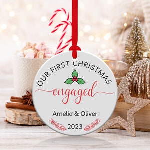 Our First Christmas Engaged Ornament, Personalized Engagement Ornament, Custom Couple Christmas Ornament 2025, New Engagement Gift