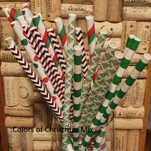 Paper Drinking Straws - Colors of Christmas Mix - Drinking or Crafting Straws.  Choose Mix or Individual Colors