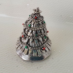 Adorable Metal Tree w/ Ornaments Miniature Pocket Charm figurine  ***Christmas and Winter Decor and Crafting