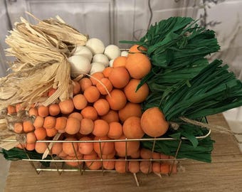Handmade Beaded Easter Carrots Tiered Tray Decor/Ornaments.  Use for Easter Decor, Baskets, Gifts, Tiered Tray Decor, Ornaments or Crafting.