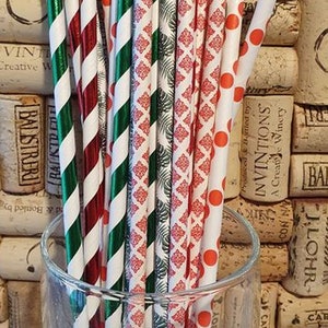 Paper Drinking Straws - California Christmas Mix - Drinking or Crafting Straws.  Choose Mix or Individual Colors
