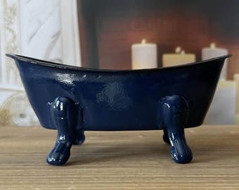 Cobalt Blue Mini Enamel Bathtub - Vintage Farmhouse Décor for Home/bath, Crafting,  Soap Dish, Planter,  Make-up or Trinket Holder.