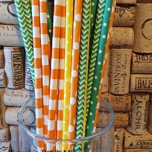 Paper Drinking Straws - Pumpkin Patch Mix - Drinking or Crafting Straws.  Choose Mix or Individual Colors
