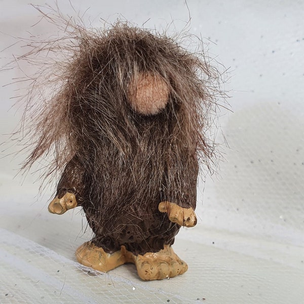 Adorable Resin Bigfoot Sasquatch w/ Faux Hair Miniature Pocket Charm figurine  ***Fall, Autumn, Christmas and Winter Decor and Crafting