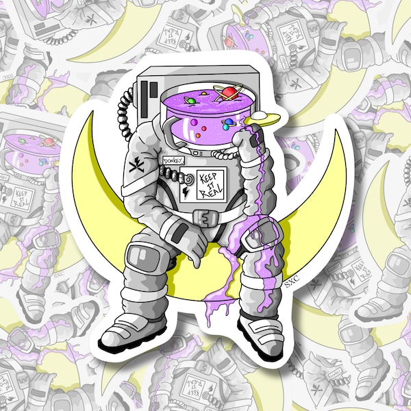 Creative Spaceman, Die cut decal, hand-drawn sticker, fan art, cute sticker, laptop, bottle, book, phone sticker, book stickers, waterproof