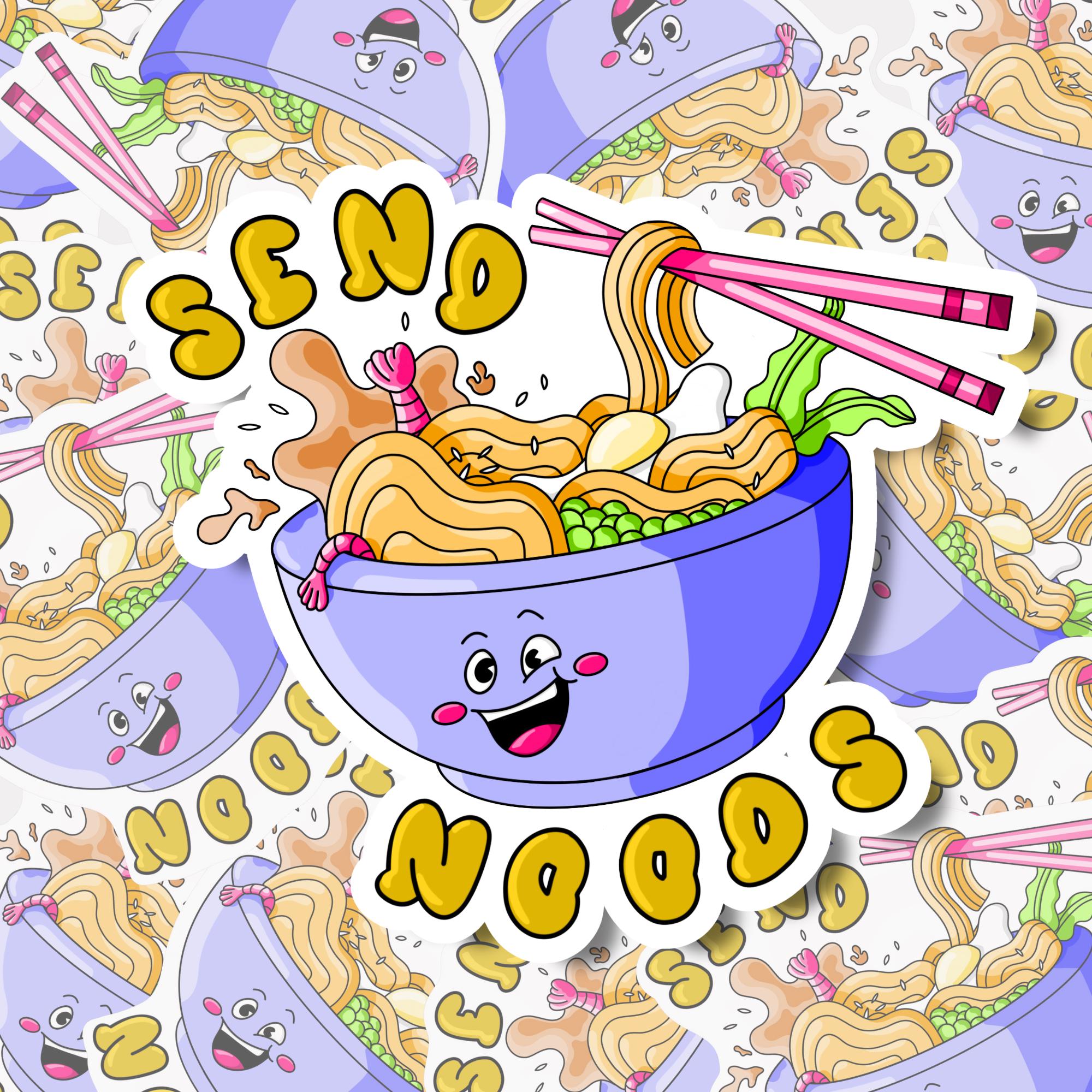 Send Noods Sticker, anime food stickers vinyl cute stickers, Ramen stickers, kawaii Japanese sticker, anime sticker, funny sticker, foodie