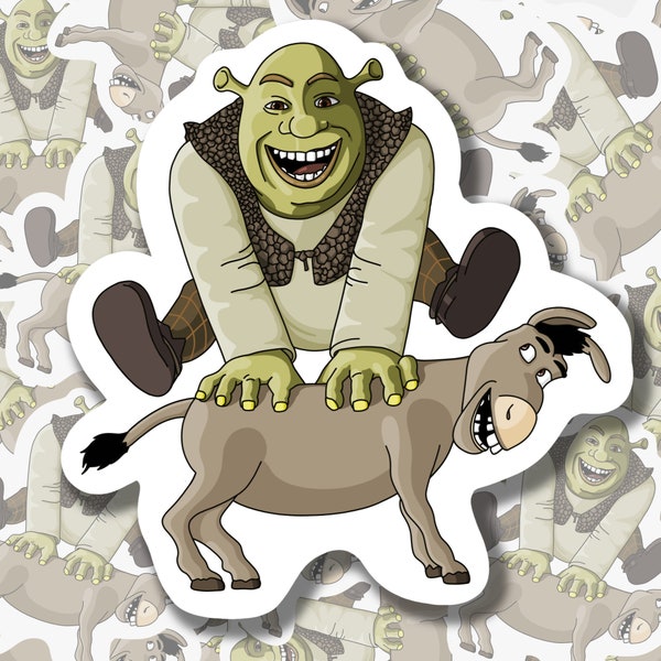 Shrek inspired Sticker, Die cut decal, hand-drawn sticker, fan art, cute sticker, laptop, bottle, book, phone sticker, party bag filler