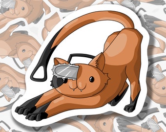 Chainsaw Cat - anime stickers vinyl cute stickers, kawaii Japanese sticker, funny sticker, cat sticker, chainsaw man inspired, Japanese art