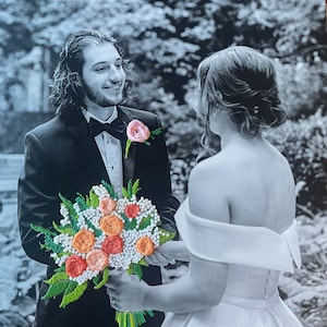 Embroidered Photo Canvas, Bouquet Preservation, Handmade Personalized Photo, Wedding Gift, Anniversary Present