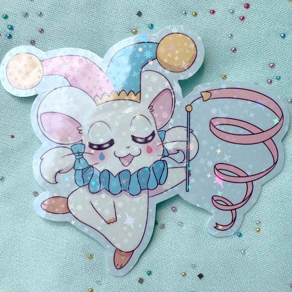 Bijou Ribbon Twirling Clown Hamtaro 3" Vinyl Sticker