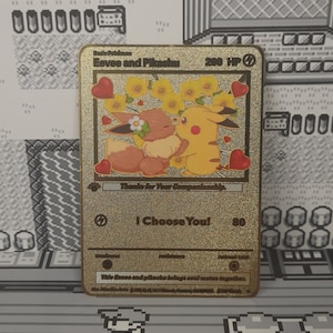 Pikachu Eevee Love Gold Card - Etsy