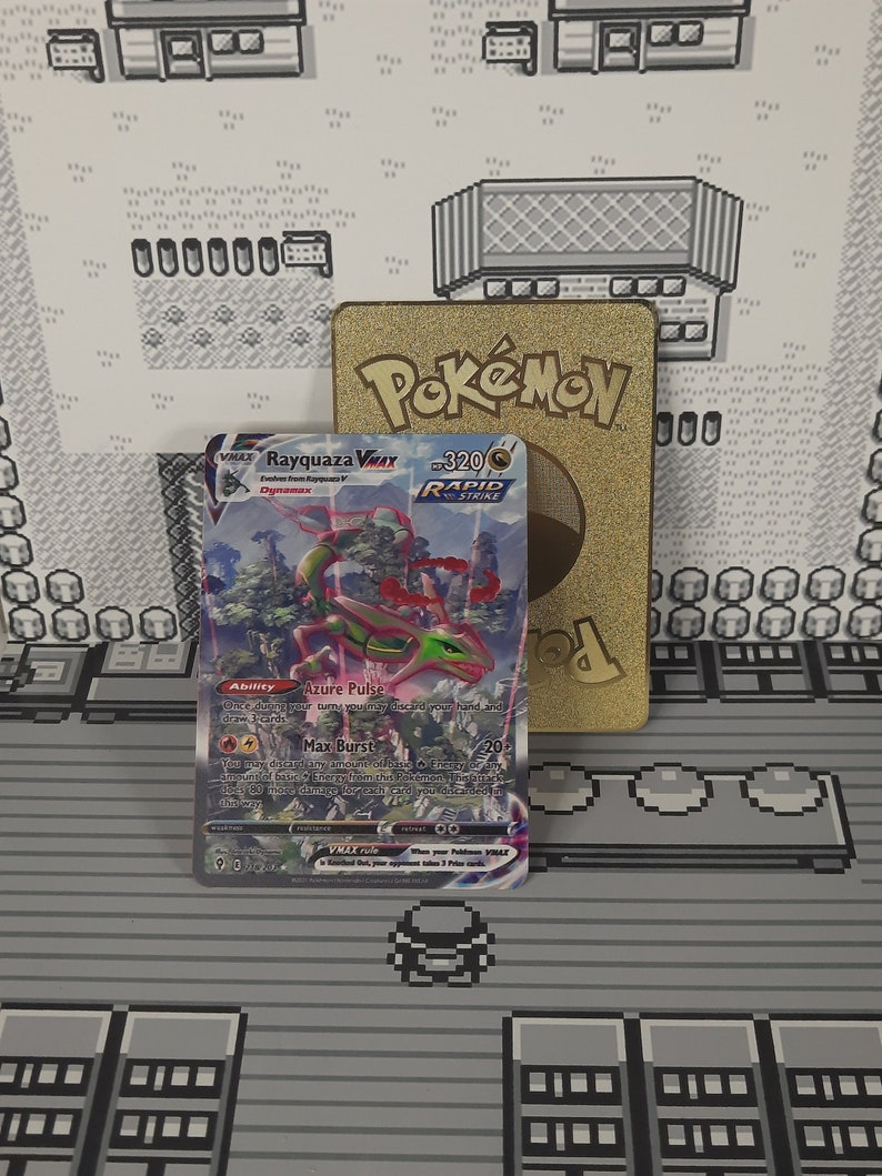 Rayquaza VMAX Alternate Art Secret Evolving Skies Full Art Gold Metal