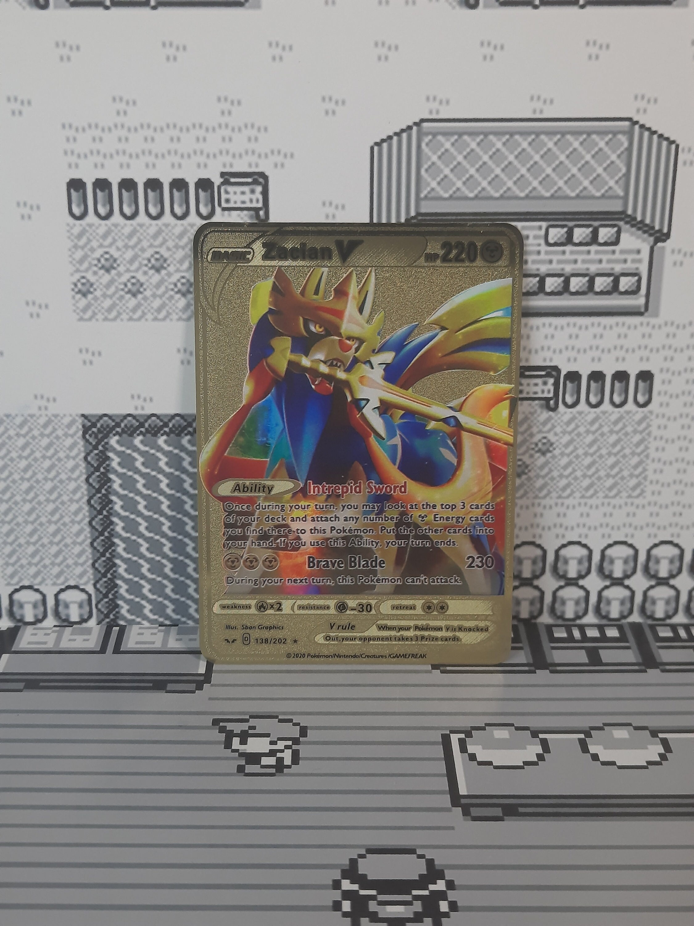 ZACIAN V 2019 ULTRA RARE HOLO POKEMON CARD SWORD & SHIELD #138/202 FREE  SHIPPING