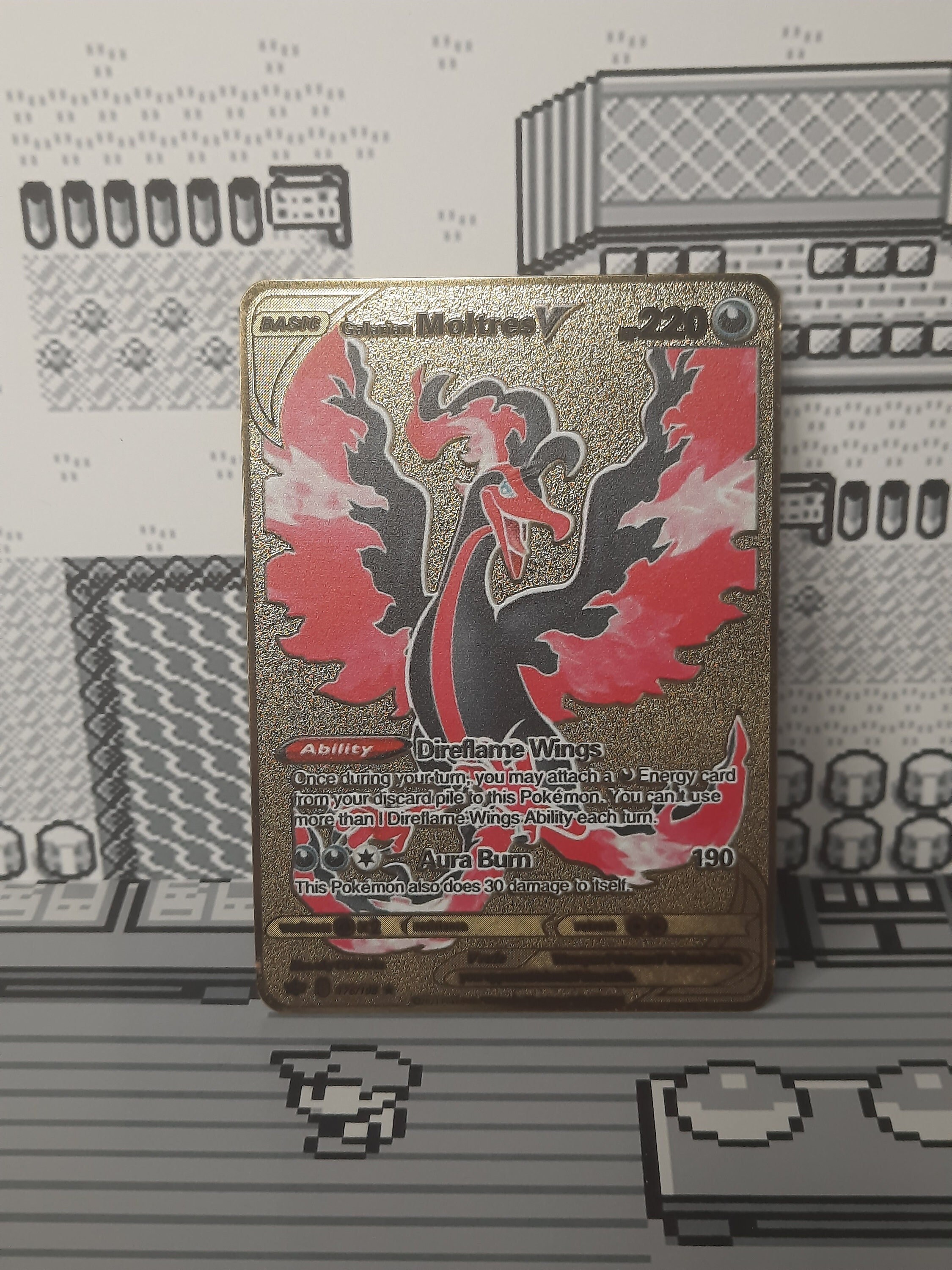 Galarian Moltres V Chilling Reign Gold Metal Pokemon Card Galarian Moltres V Chilling Reign Gold Metal Pokemon Card