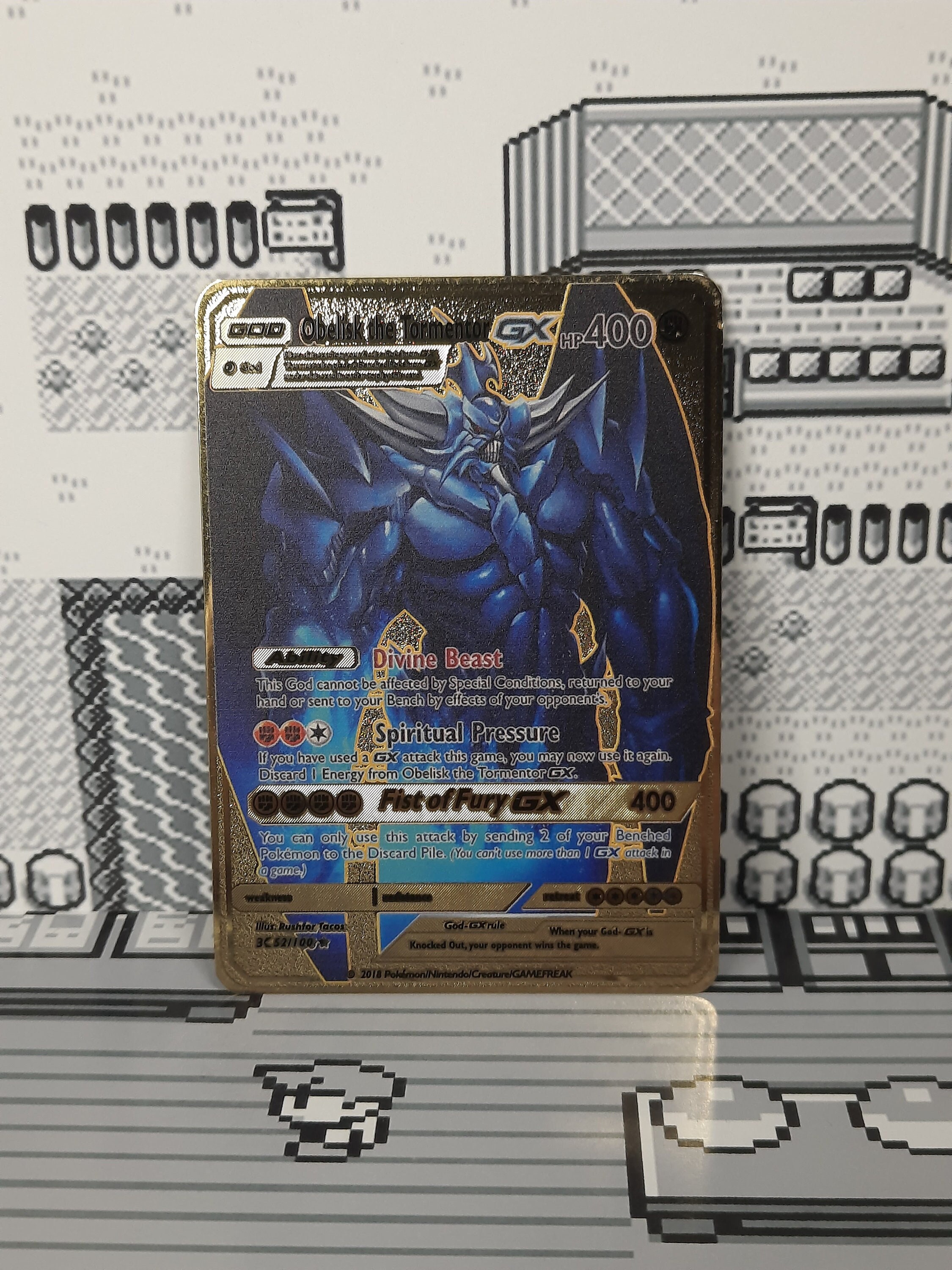 obelisk the tormentor gold pokemon card GX Foil Fan Art Card This cards Normal Summon cannot be negated Obelisk the Tormentor GX Gold