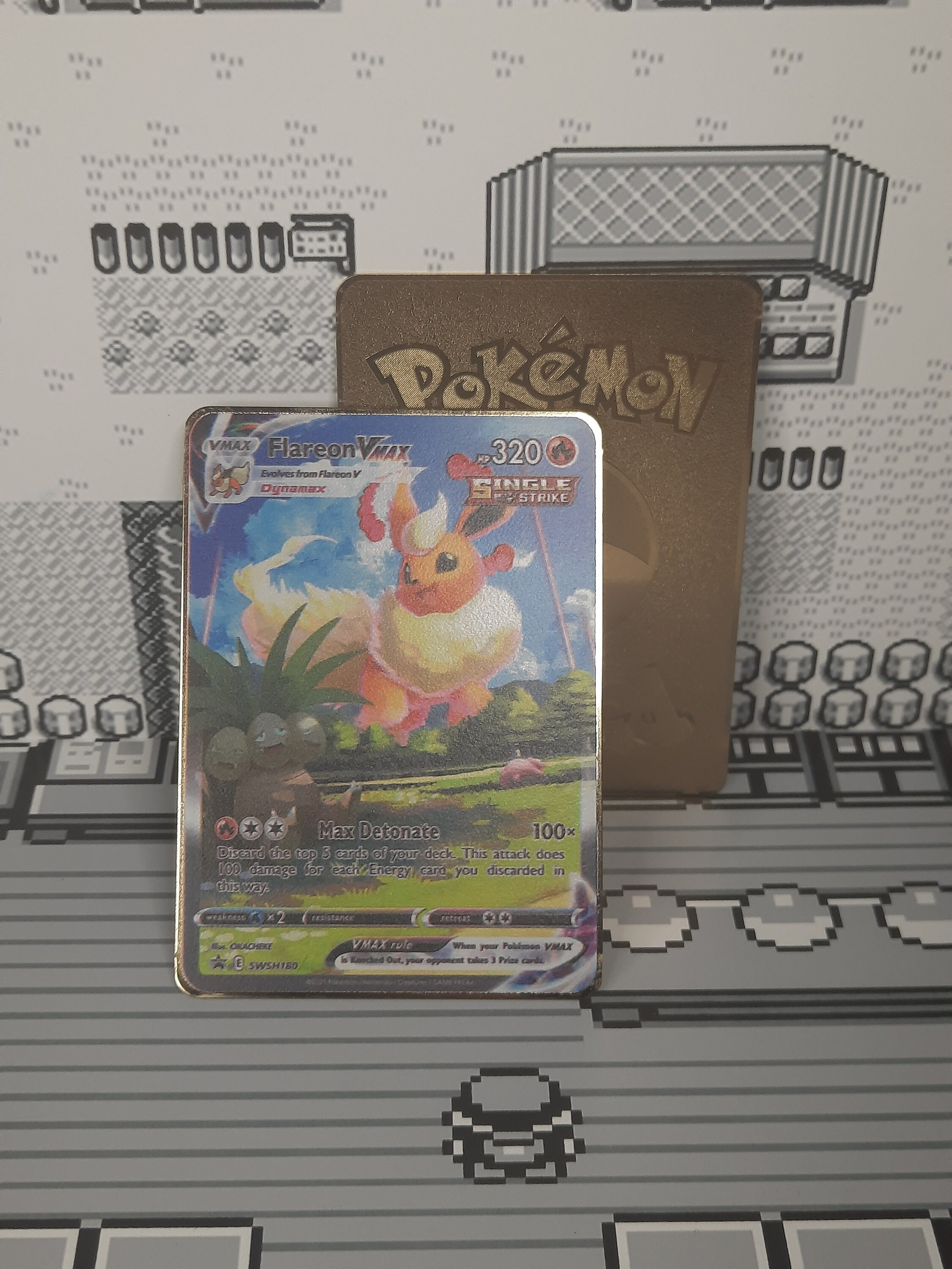 Flareon VMAX SWSH180 Full Art Gold Metal Pokemon Card - Etsy