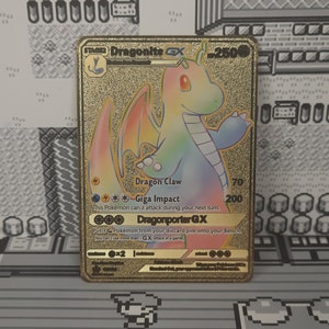 Dragonite GX Rainbow Rare SM156 Gold Metal Pokemon Card - Etsy