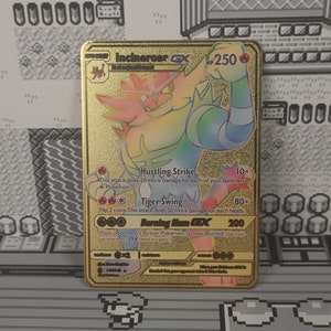 Incineroar GX Guardians Rising Rainbow Rare Gold Metal Pokemon Card - Etsy