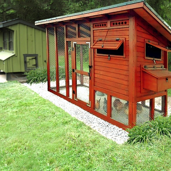 6x12 Chicken Coop Plans PDF • Walk In Chicken Coop with Run • Large Chicken Coop Building Plans for 6 - 8 Chickens • DIY Printable Materials