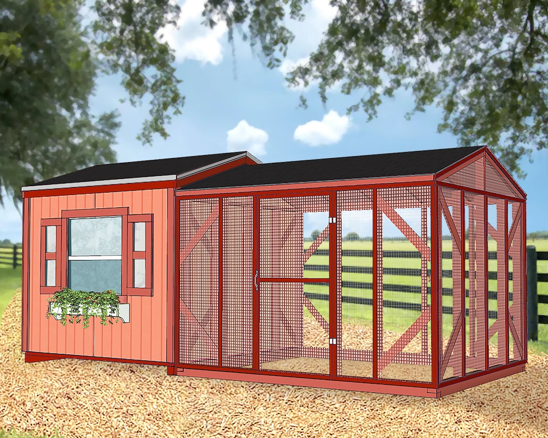 8x18 Chicken Coop Plans PDF Walk in Chicken Coop With Run, Large