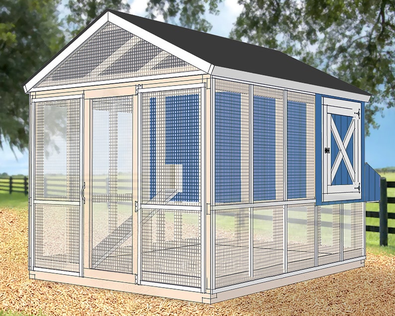 8x10 Chicken Coop Plans PDF, Walk in Chicken Coop With Run, Big Chicken