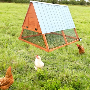 5x8 A Frame Chicken Coop Plans PDF • Portable Chicken Coop with Run • Mobile Chicken Tractor Plans for 3 - 5 • 6 DIY Printable Materials