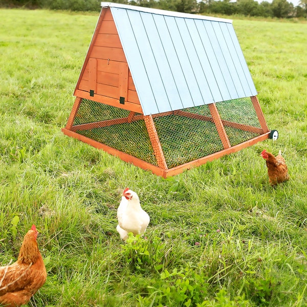 5x8 A Frame Chicken Coop Plans PDF • Portable Chicken Coop with Run • Mobile Chicken Tractor Plans for 3 - 5 • 6 DIY Printable Materials