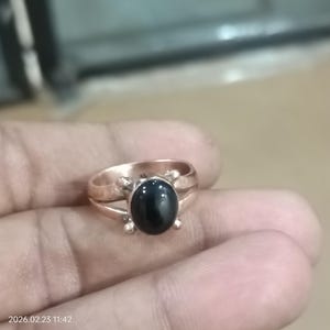 Black Onyx Gemstone Ring, Handmade Jewelry, Statement Ring, Women Ring, Anxiety Ring, Stackable Ring, Solid Pure 100% Copper Ring, Her Gift