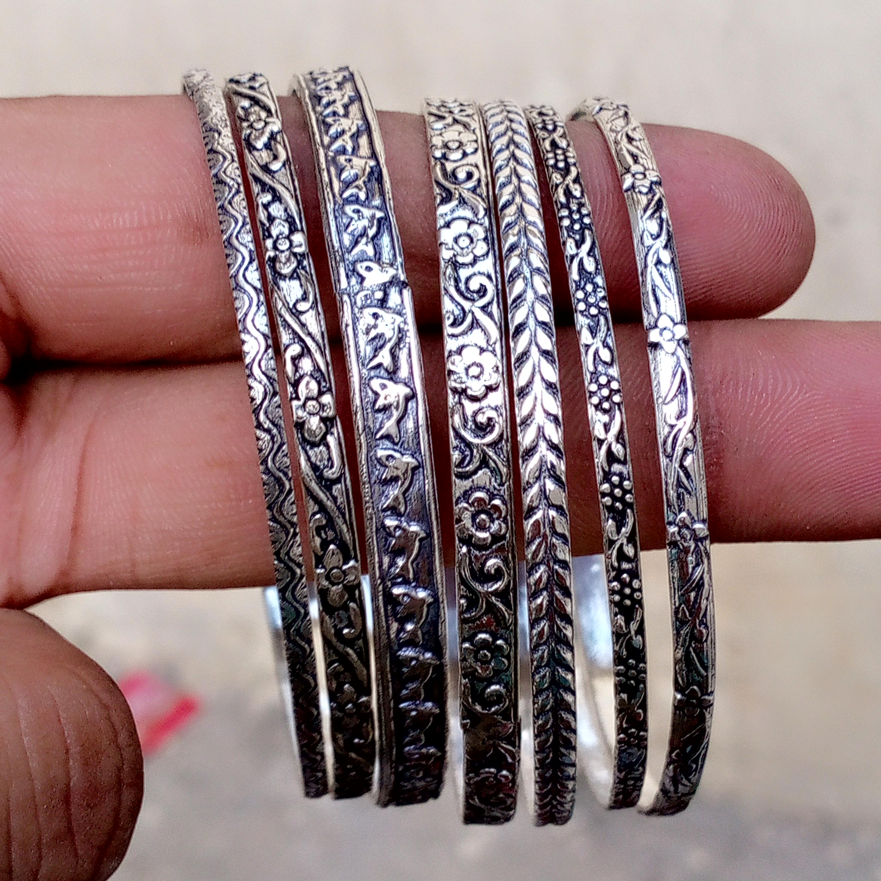 Sterling Silver Stacking Bangles Set - Handmade Designer Jewelry