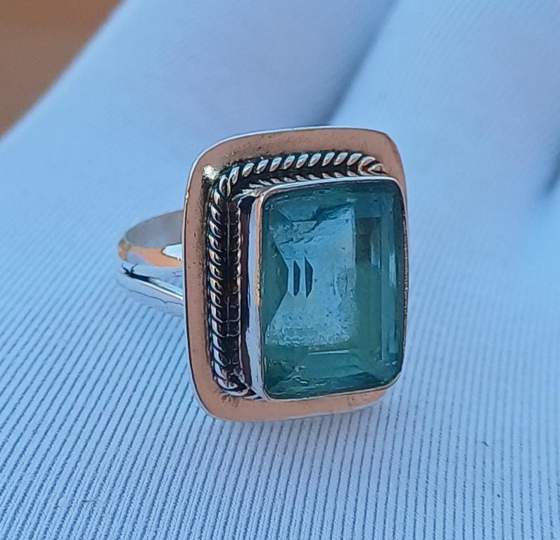 925 Sterling Silver Ring, Aquamarine Ring, Handmade Ring, Statement Ring, Women Ring, Gemstone Ring, Boho Ring, Aquamarine Ring, Women Ring,