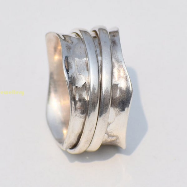 Solid Sterling Silver Ring, Spinner Ring, Handmade Ring, Meditation Ring, 925 Silver Ring, Anxiety Ring, Worry Ring,Women Ring,Gift RingRS76