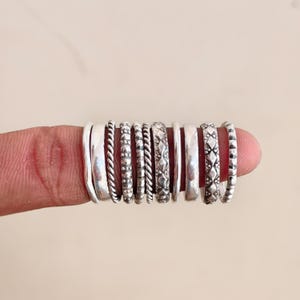 925 sterlingzilver stapelringen set, minimalistische statement midi-ringen, boho-bandringen met textuur, stapelbare duim- en knokkelringen voor vrouwen