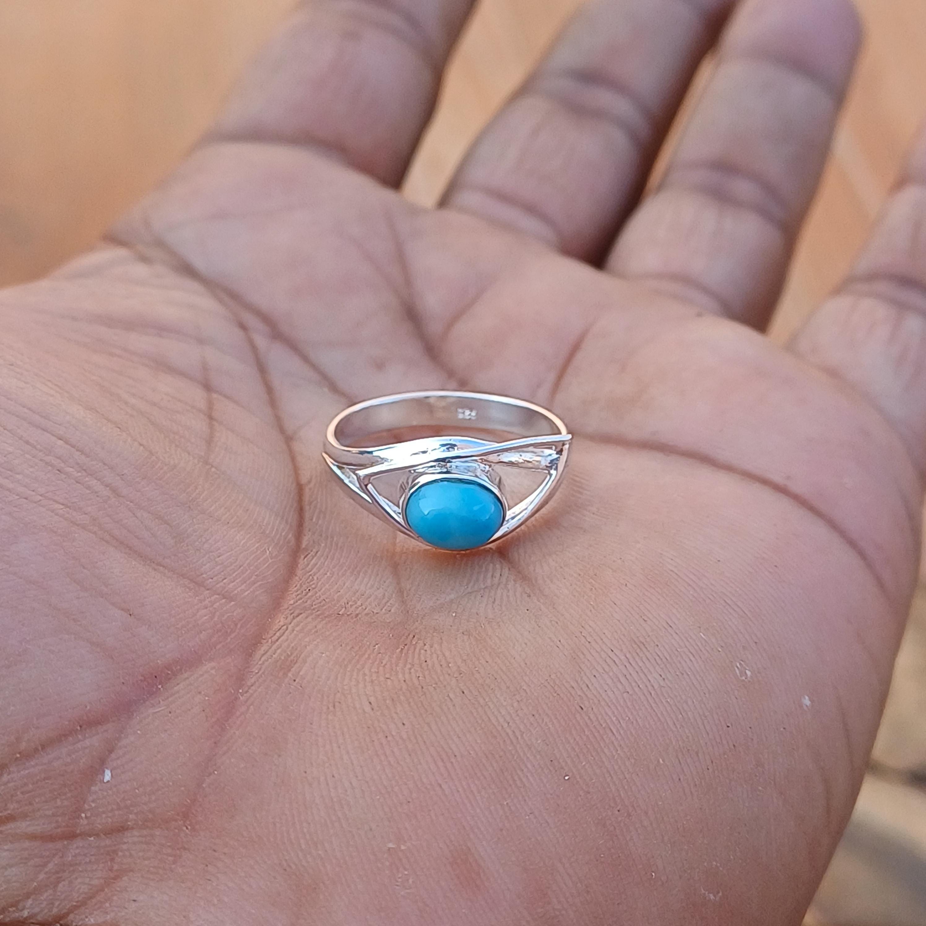 Larimar Ring, 925 Sterling Silver Ring, Handmade Ring, Statement Ring, Women Ring, Gift For Her, Boho Ring, Gemstone Ring, Gift For Sister.