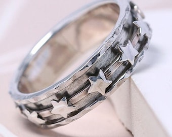 Star Spinner Ring, 925 Sterling Silver Ring, Handmade Ring, Meditation Ring, Silver Spinner Ring, Friendship Gift Ring, Silver Thumb Ring RS122