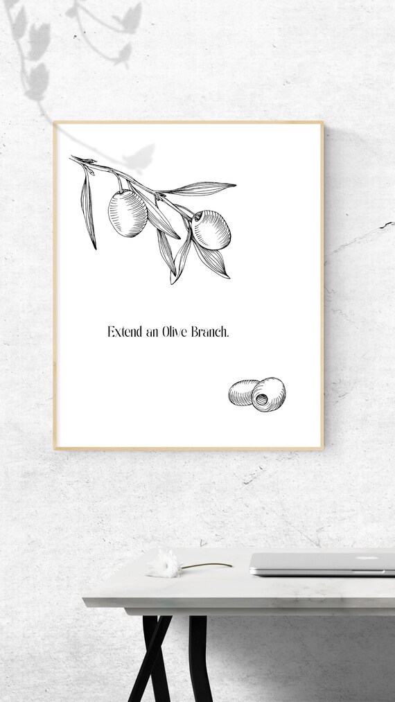 Extend Olive Branch Line Art for Wall Decor Olive Branch Etsy