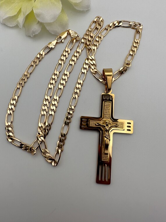 Buy 18K Jesus on Cross Necklace, Mens Rope Cross Necklace