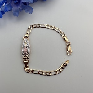 Virgin Bracelet for Kids 14k Gold Dipped tricolor - Pulcera de Vigen para-Niño o Niña Oro Laminado -Gold Plated jewelry
