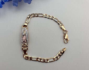 Virgin Bracelet for Kids 14k Gold Dipped tricolor - Pulcera de Vigen para-Niño o Niña Oro Laminado -Gold Plated jewelry