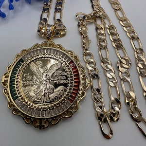 Gold Plated Coin Centenario mexicano - Cadena 50 pesos oro laminado. Gold Plated Jewerly. Gift Jewerly. Mexico Coin Jewerly. For Him