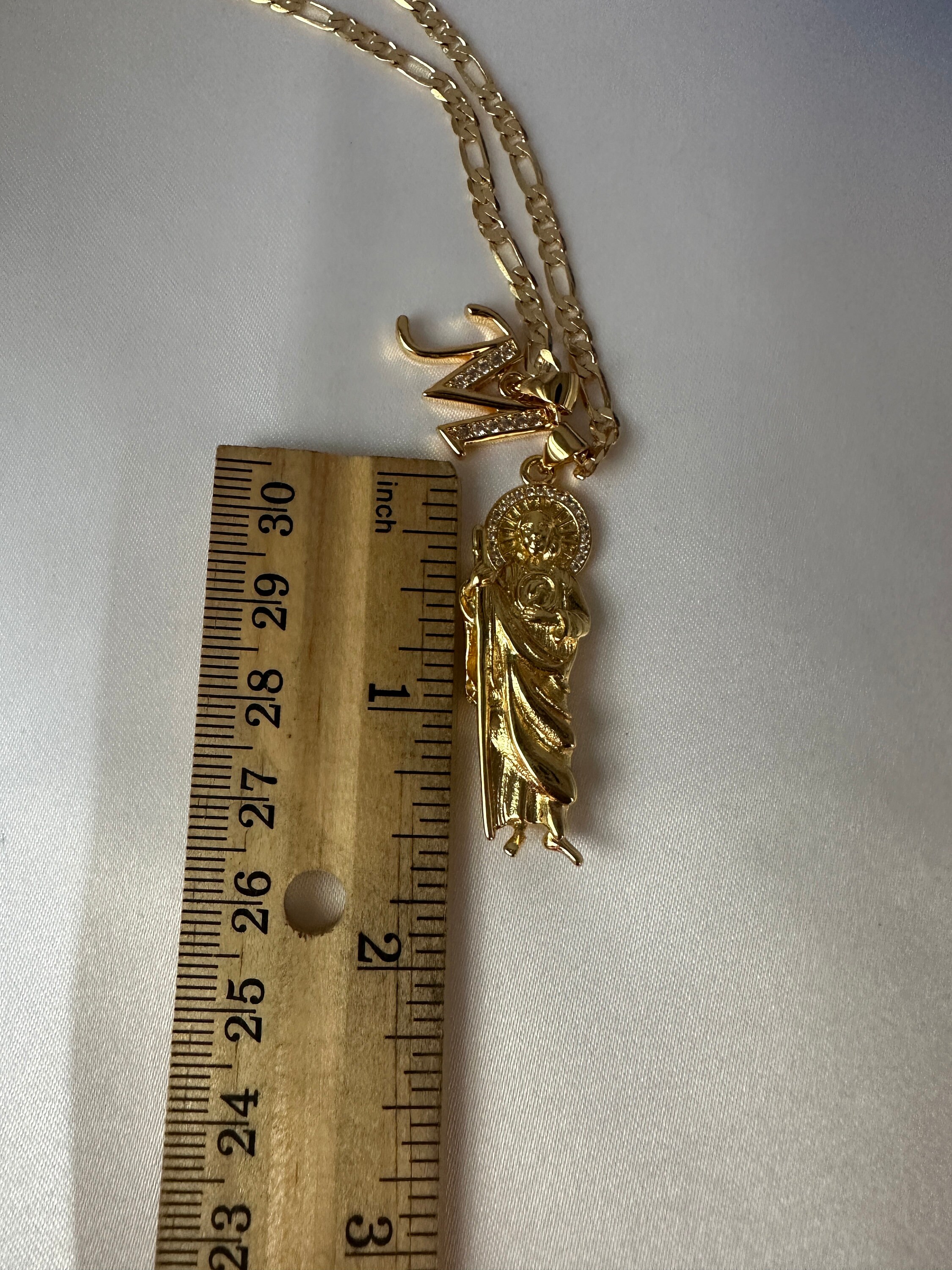 St Jude Gold Plated 14k Necklace With Letter Initial . San Judas Tadeo ...