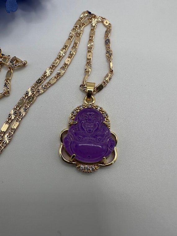 Buddha Necklace Gold Plated Purple Buddha Good Luck Necklace Etsy Australia